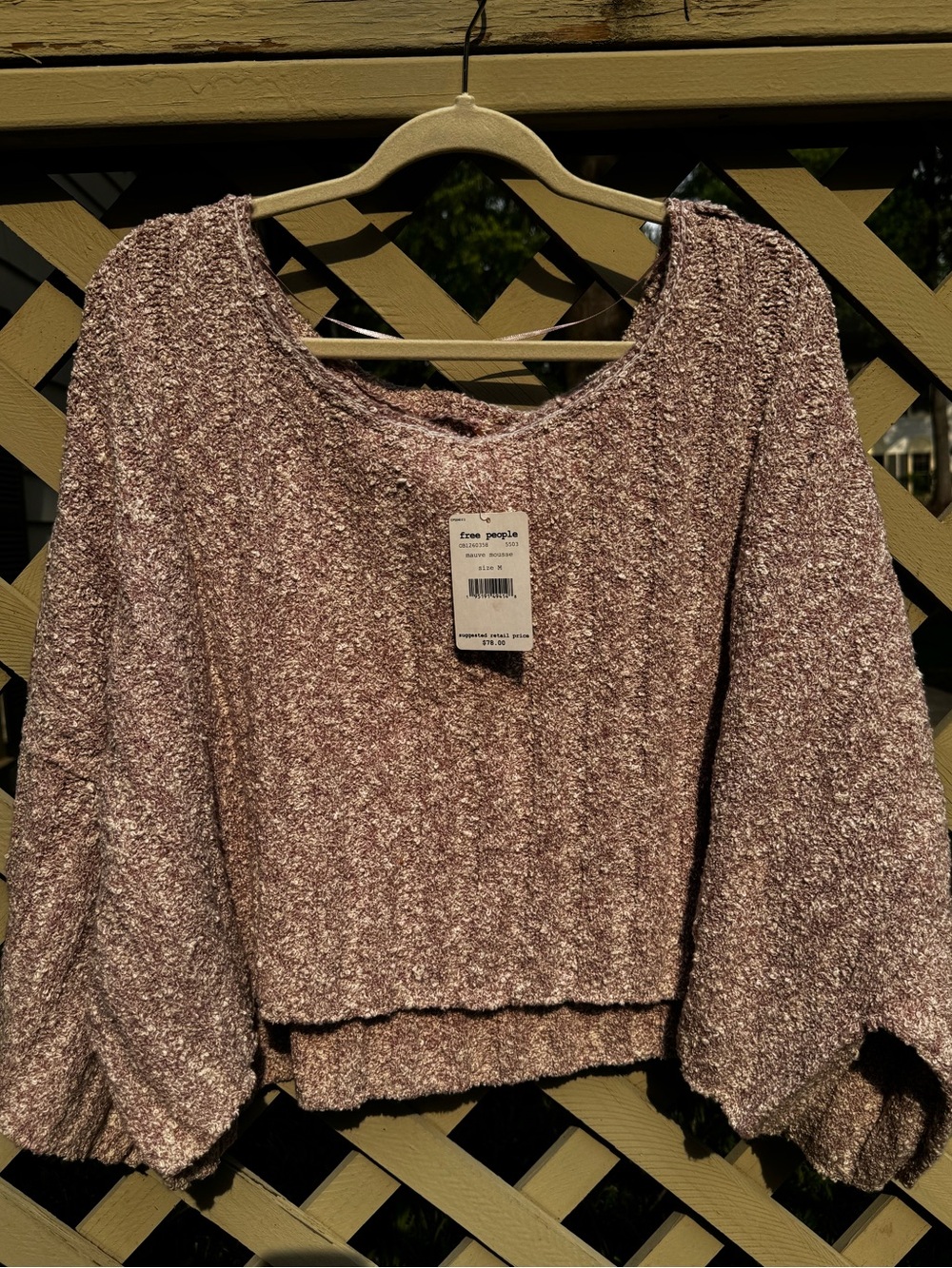 Free People Mauve Mousse Textured Cropped Pullover